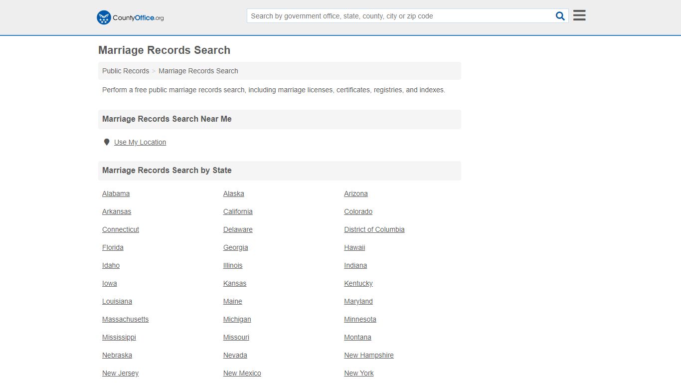 Marriage Records Search (Marriage Licenses & Certificates) - County Office